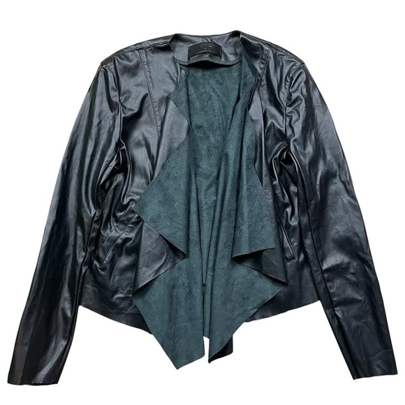 Blank NYC Faux Leather Draped Front Light Moto Jacket Dark Green Size Small - Picture 1 of 7